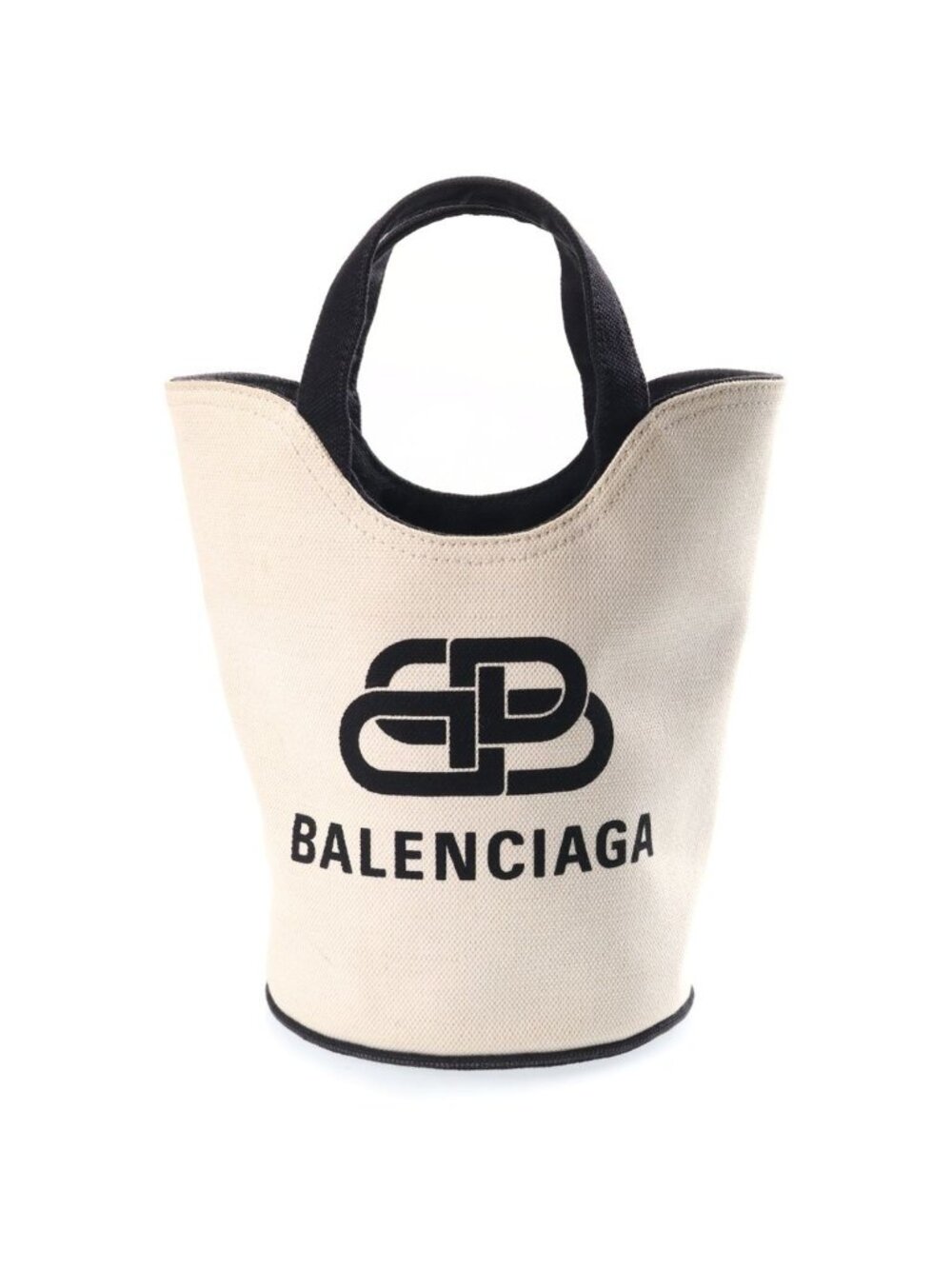 Balenciaga Wave 2-Way Shoulder Bag White Black Canvas
